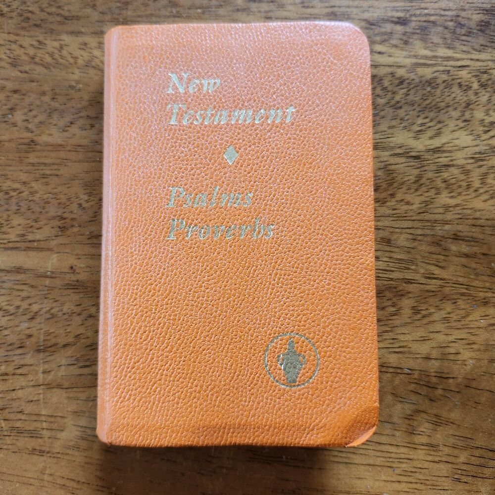 Vintage Gideons International New Testament Psalms Proverbs NKJV Orange Pocket